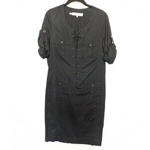 Gerard Darel Dress‎ Womens 38 6 Black Donata Lace Up Pockets Casual Designer